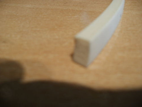 Per metre, 7mm X 5mm white rectangle of silicone extrusion, extruded rubber seal.
