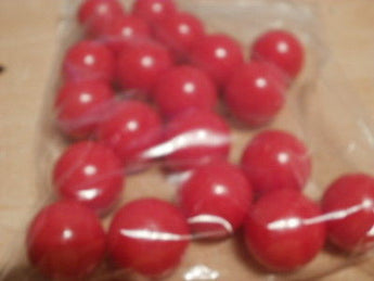 Solid hard plastic balls, in red, yellow, blue or green. Buy one colour or a mix! 19mm diameter.