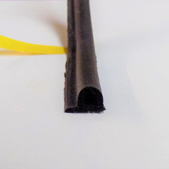 P section Black 9 mm X 5 mm EPDM foam closed cell