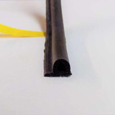 P section Black 9 mm X 5 mm EPDM foam closed cell