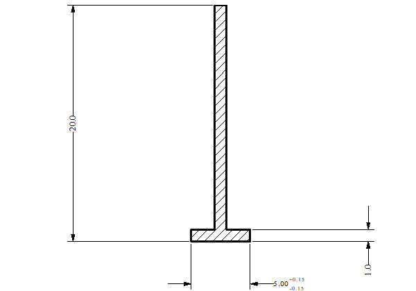 T section 20 mm X 5 mm wide black silicone extrusion rubber seal 35 Metre