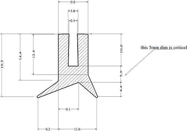 Silicone Clip On Lip Seal U Channel 10 Metre