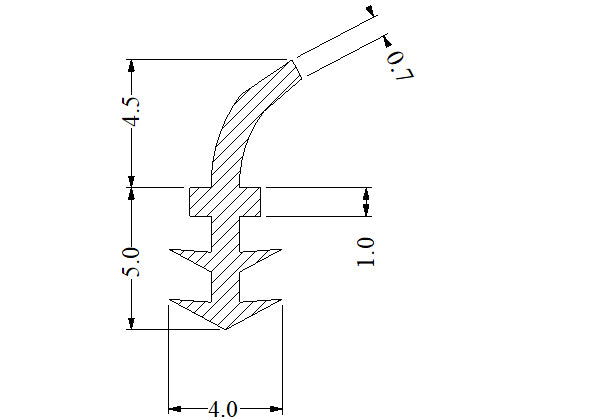Silicone Push In Flipper Seal - 10 Metre