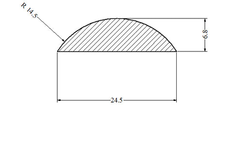 Silicone Rubber D Section 24.5 mm X 7 mm 10 Metres