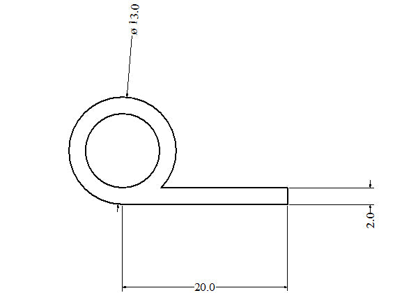 Silicone Rubber Extrusion P Strip 13 mm Bubble - Door Seal - Heavy Duty - 100 Metre