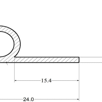 Silicone Rubber Extrusion P Strip 10 mm Bubble - Door Seal - Heavy Duty - 15 Metre