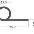 Silicone P Strip 25 mm Bubble - Door Seal - Heavy Duty - Black - 50 Metres
