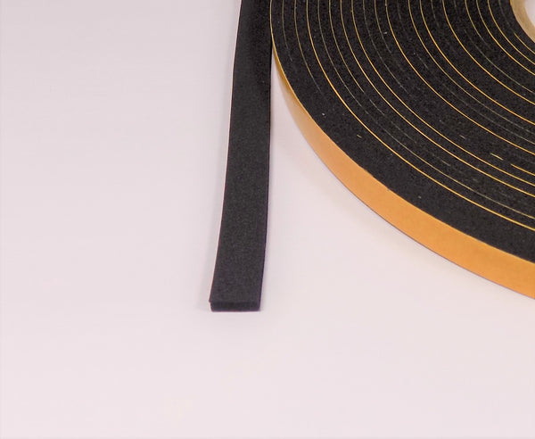 3 mm Thick / Height self adhesive soft closed cell cellular EPDM foam rubber, in all sizes of width 10 - 75 mm