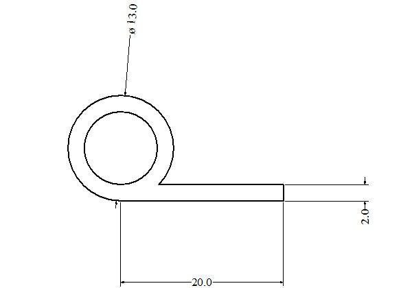 Silicone Rubber Extrusion P Strip 13 mm Bubble - Door Seal - Heavy Duty - 25 Metre