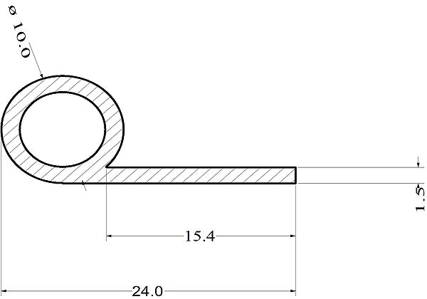 Silicone Rubber Extrusion P Strip 10 mm Bubble - Door Seal - Heavy Duty - 15 Metre